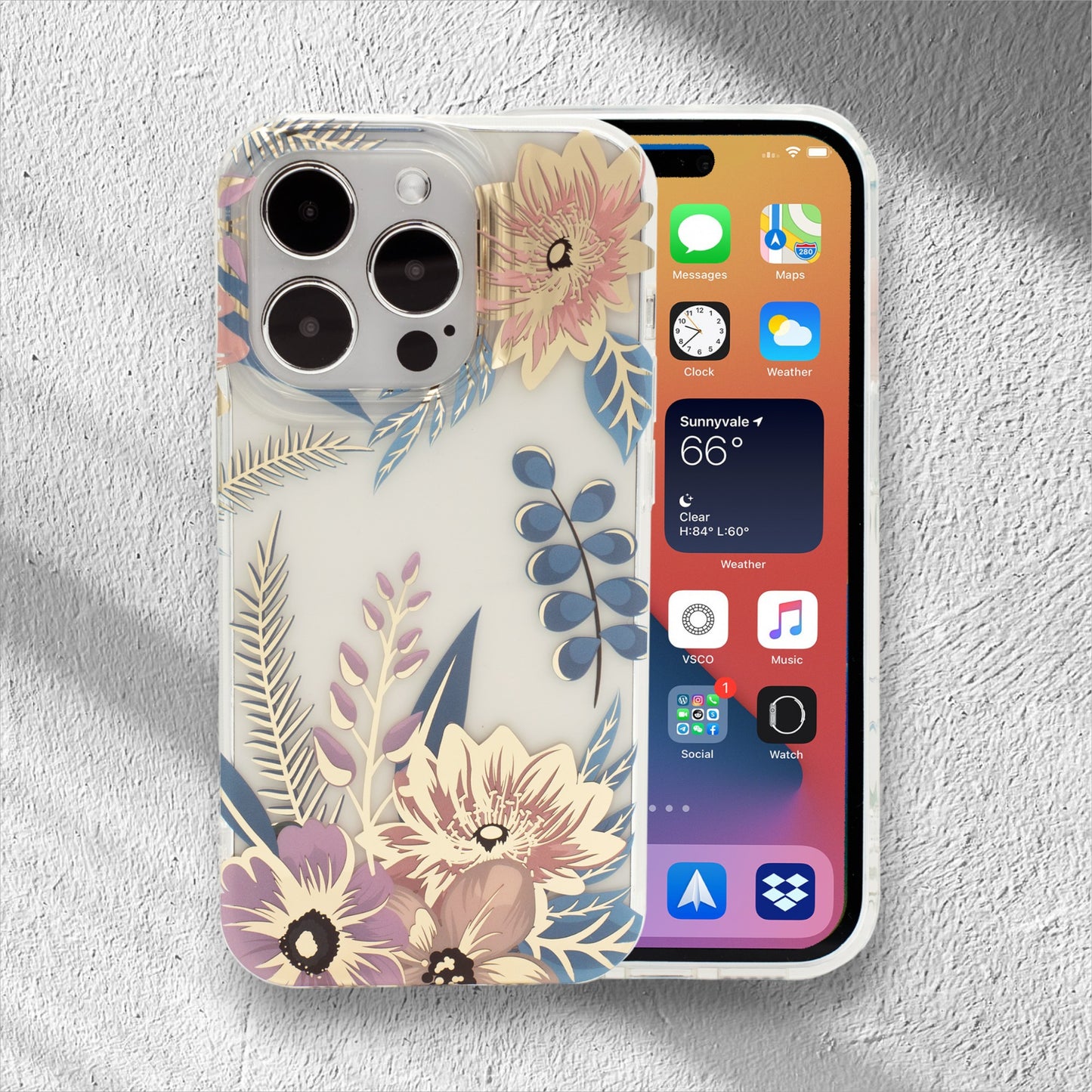 bubo Case for iPhone 14/15 - Burning Flowers - PC-TPU- Shock & Drop Resistance