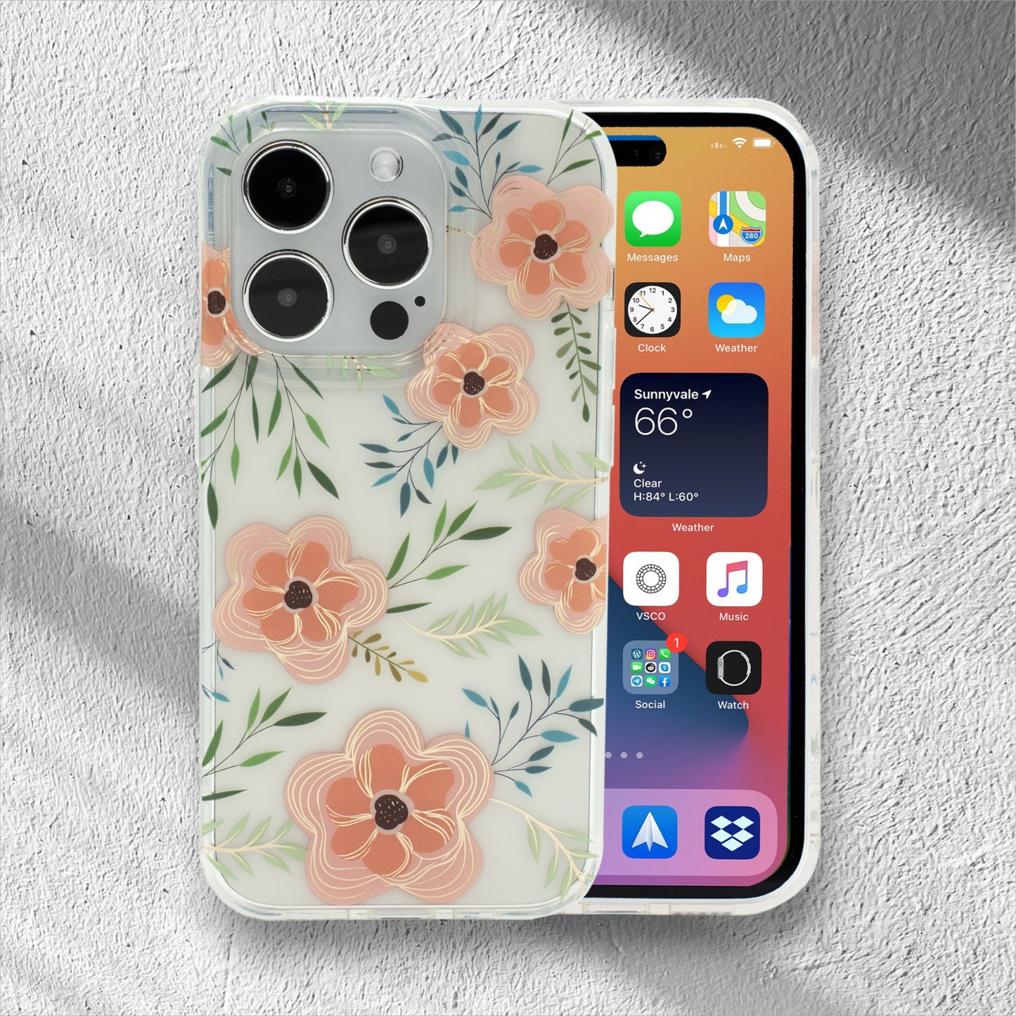 bubo Case for iPhone 14/15 - Burning Flowers - PC-TPU- Shock & Drop Resistance