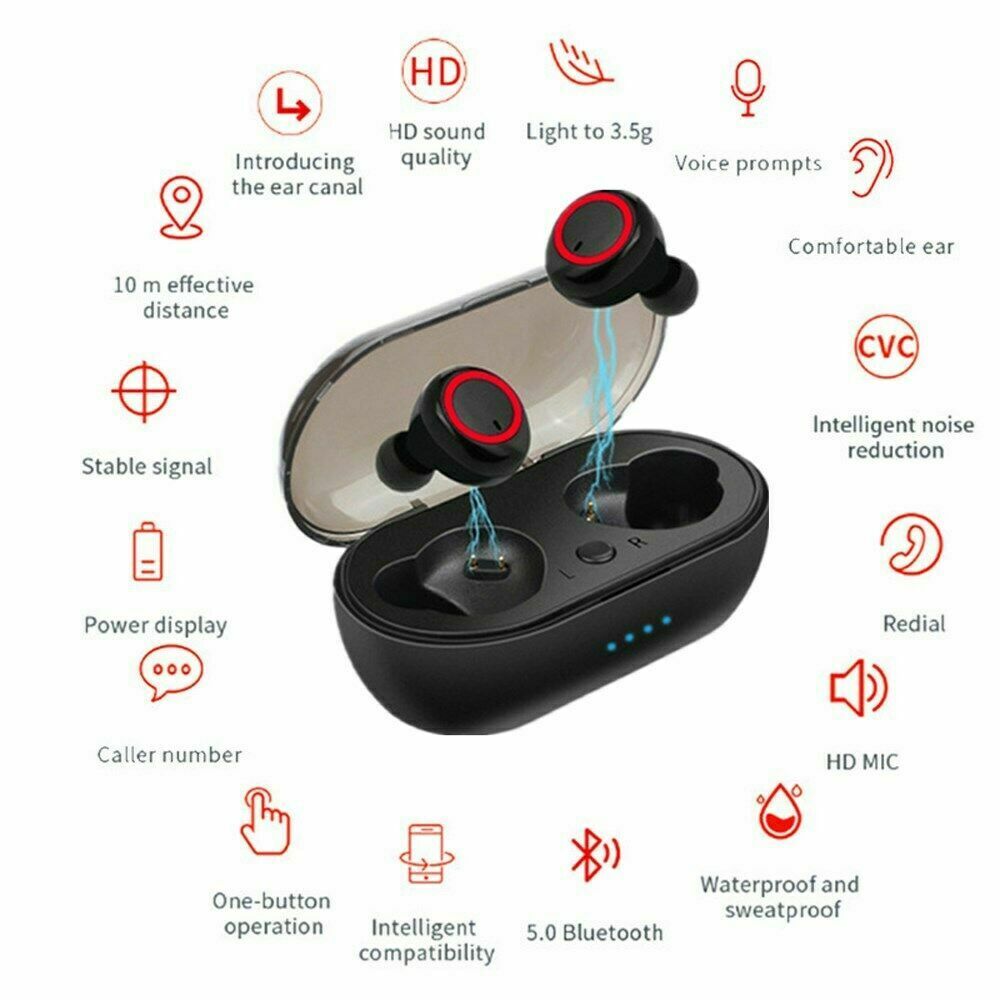 Waterproof Bluetooth 5.0 Wireless Earbuds Headphone Headset Noise Cancelling TWS